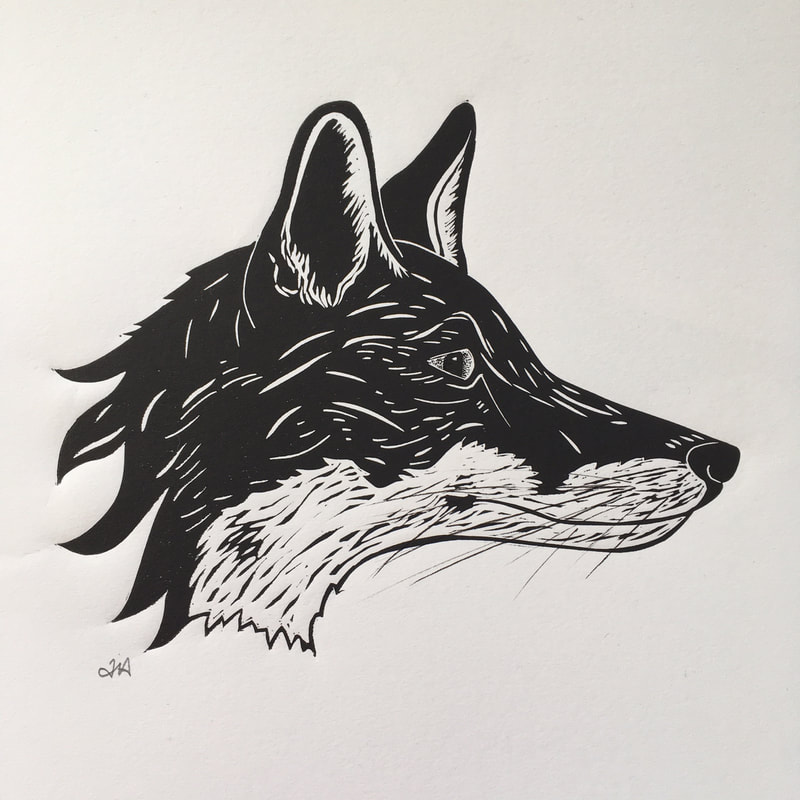 fox linocut