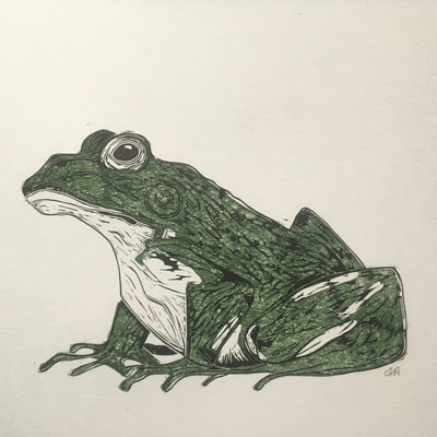 Frog Linocut - ALIX ALMOND
