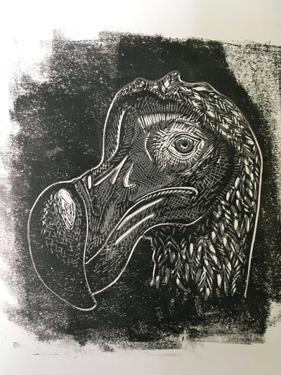 dodo test print linocut